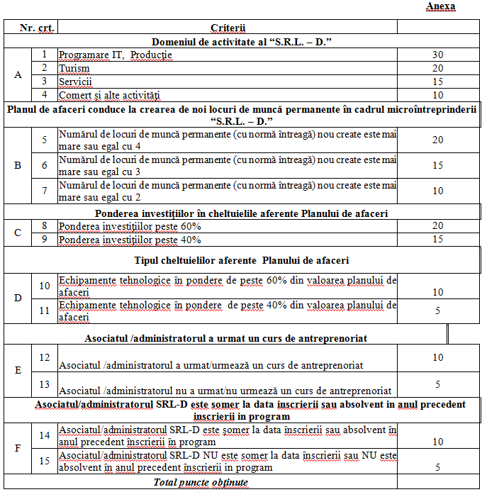 Grila de punctaj SRL-D 2015